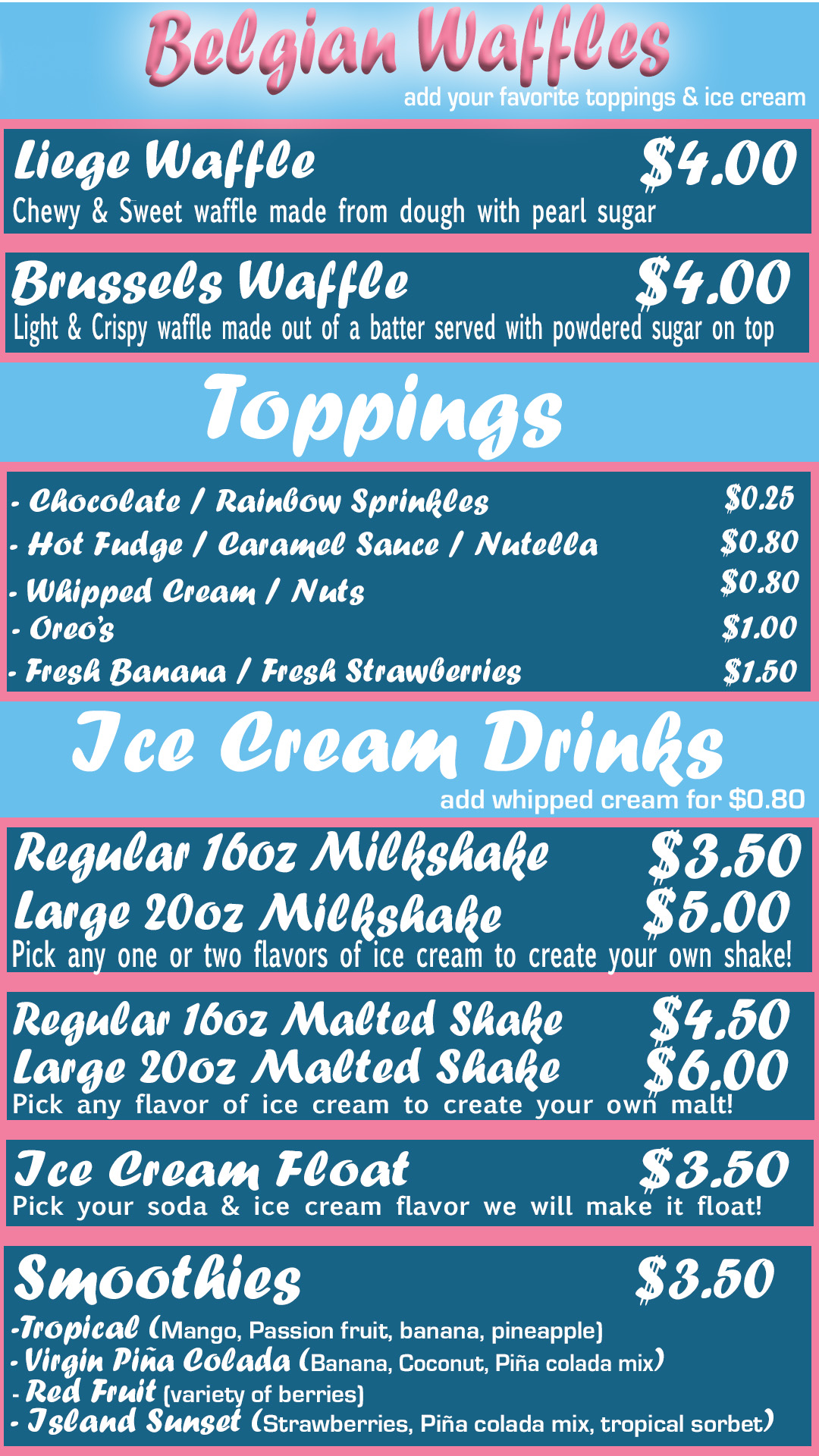 Menu – Zoet Sweets