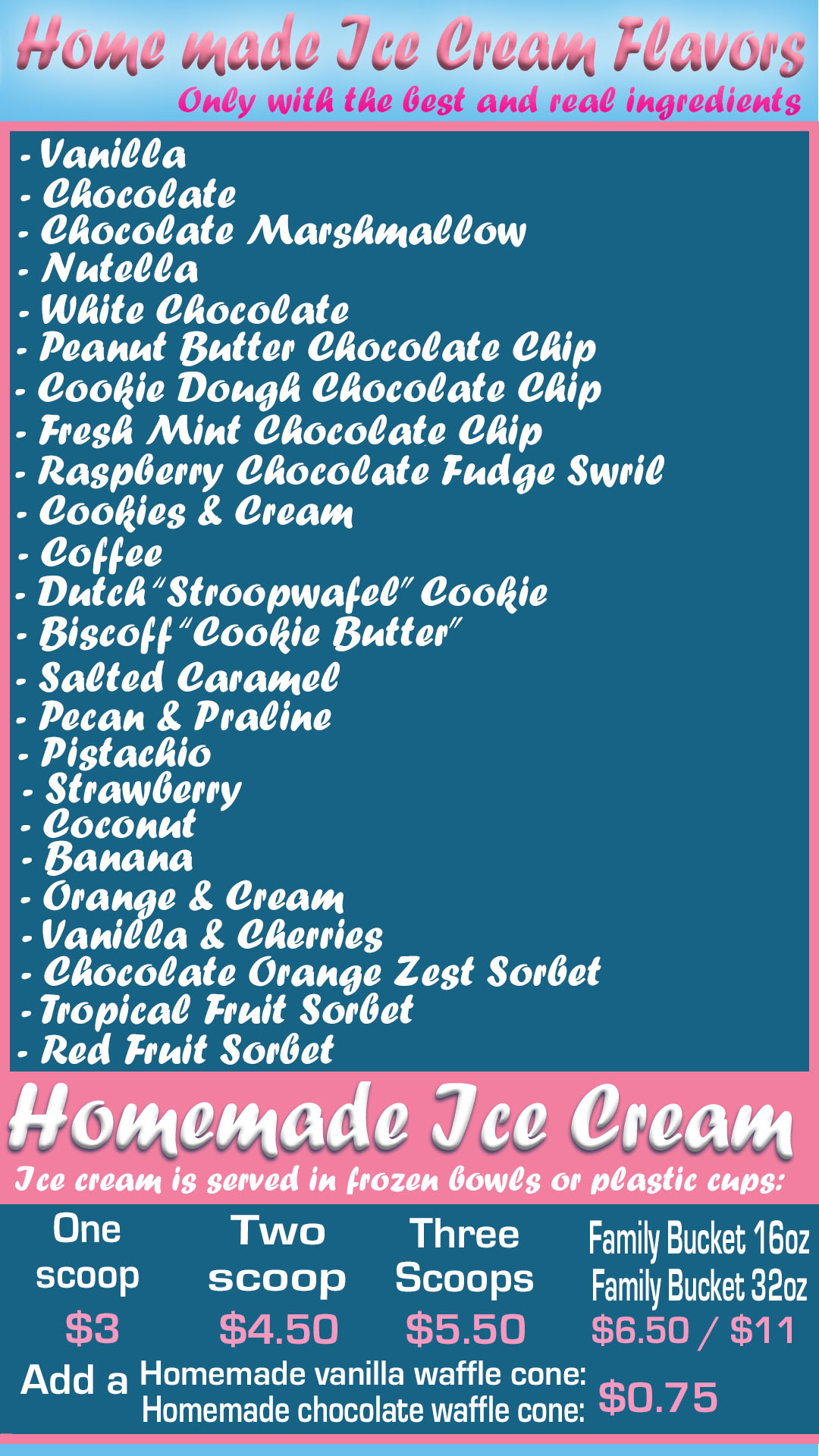 Menu – Zoet Sweets