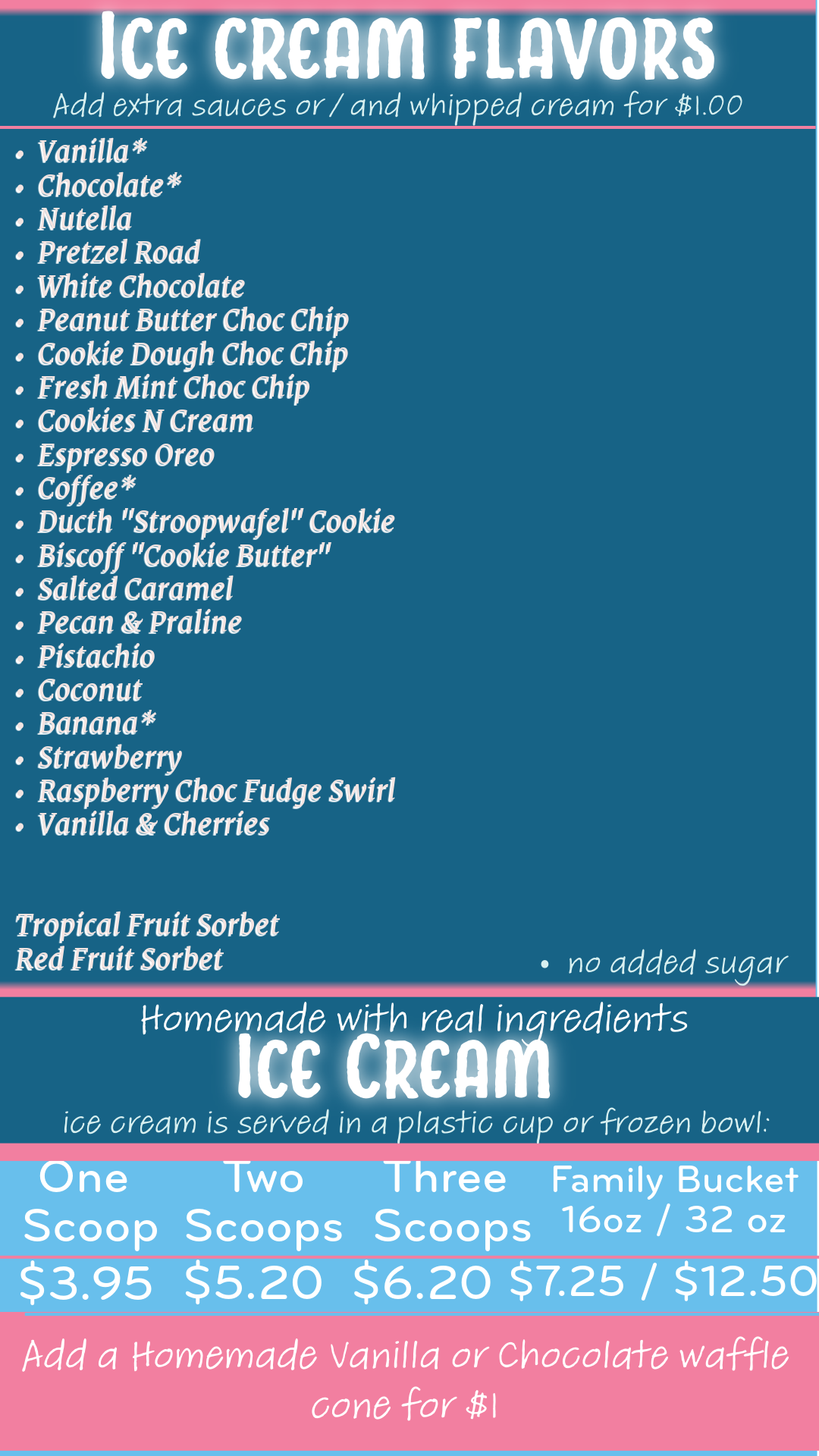 Ice cream flavor menu copy