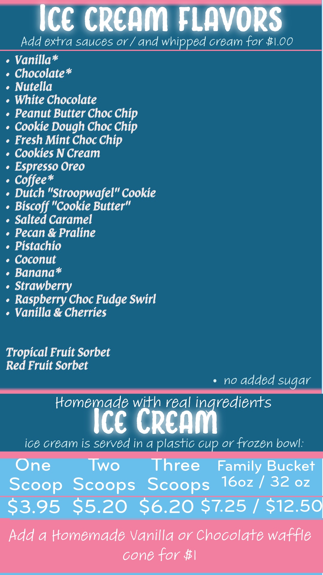 Ice cream flavor menu AUG 2025