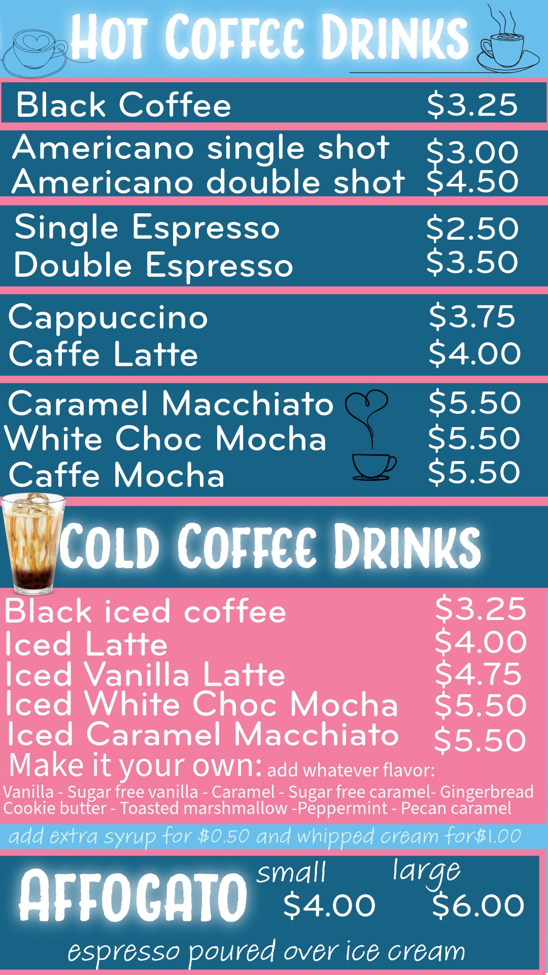 Coffee menu 2026